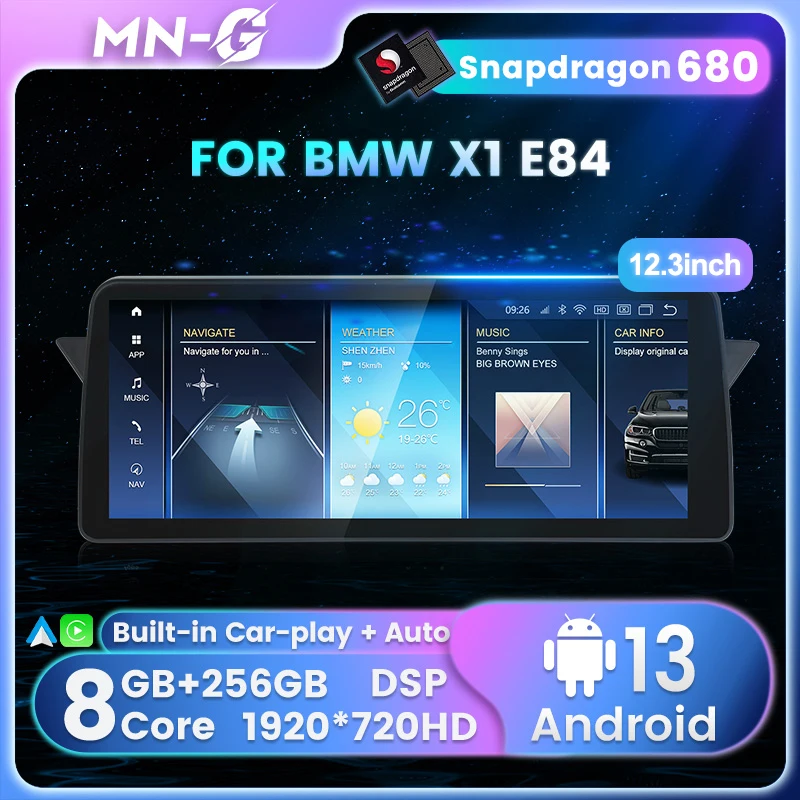 

MN-G Snapdragon 680, Android 13, до 8-ЯДЕР, до 8 + 256ГБ, автомагнитола For БМВ X1 БМВ E84 For BMW X1 bmw E84 2009-2015 CIC Штатная магнитола 2 din GPS android мультимедиа , беспроводной Apple CarPlay, Android auto