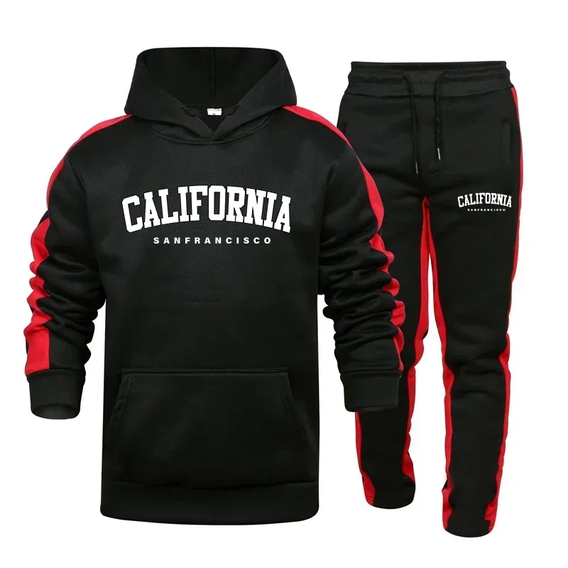Men's Tracksuit 2 Pcs Sets Casual Hooded Sweatshirt Suit Outdoors Sports Jogging Clothes Autumn Winter Fashion Street Sportswear - view 3