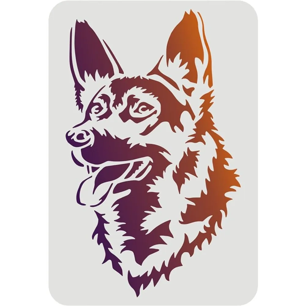 Dog Stencil 11.7x8.3 inch Plastic Shepherd Dog Painting Stencil Dog Head Pattern Stencils Reusable Pet Friend Stencils for Paint