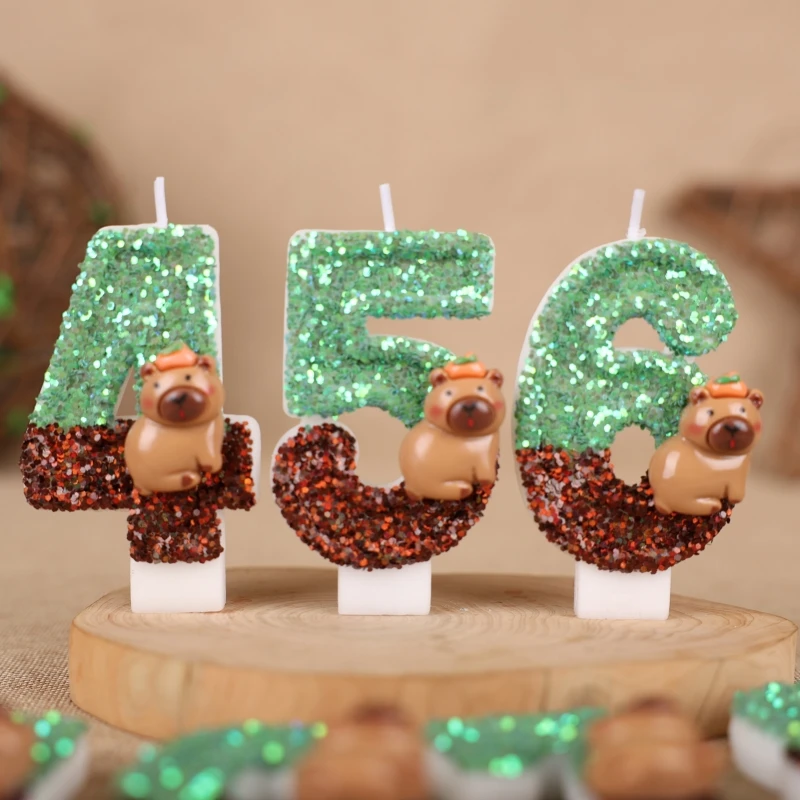 3D Neue Zahl Kerzen Kuchen Dekorieren Capybara Thema 0-9 Anzahl Kerzen Kuchen Topper Geburtstag Party Kuchen Dekoration
