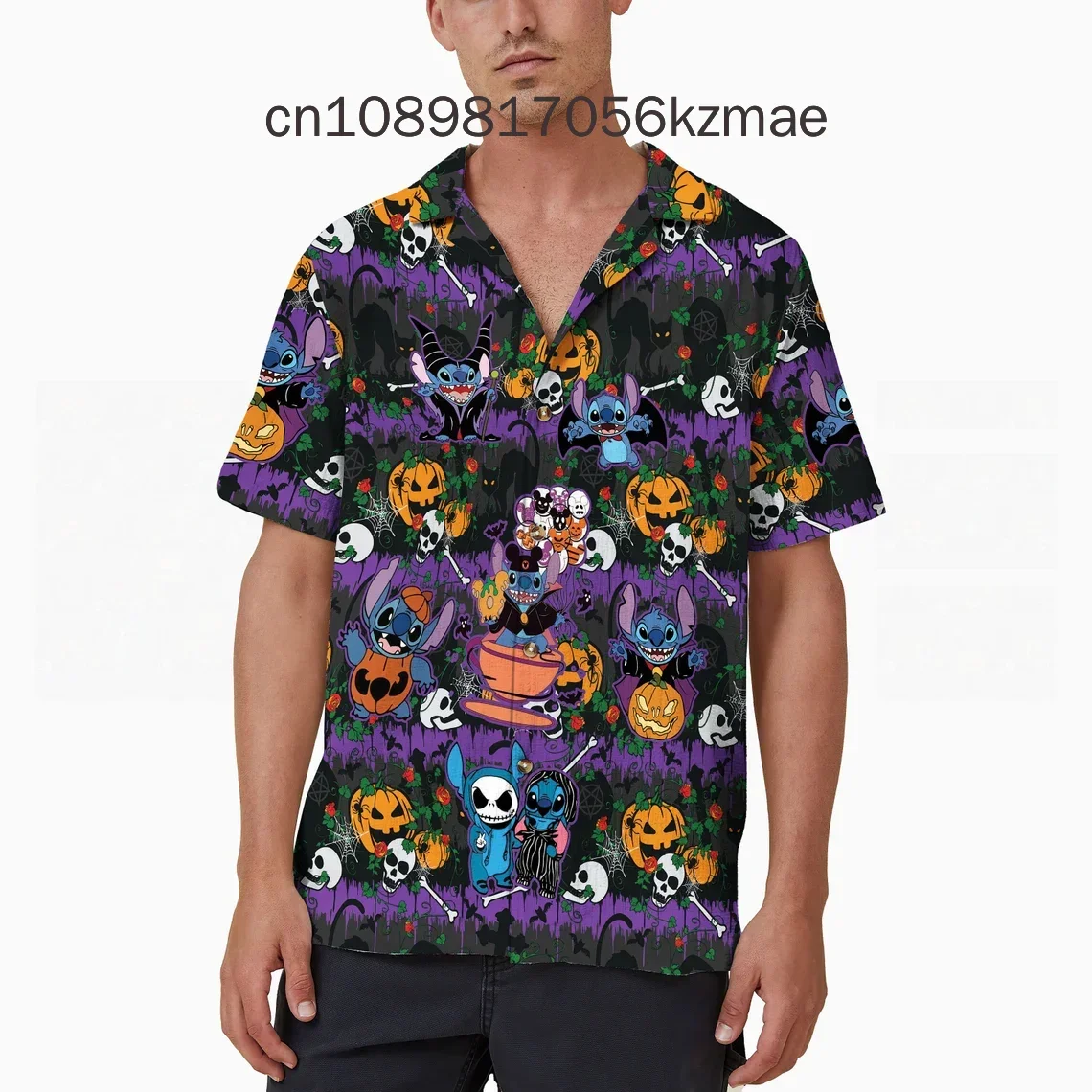 Disney Men's Shirt Halloween Pumpkin Head 3D Print Men's Clothing Summer Casual Hawaii Beach Hawaiian Harajuku Holiday Shirt