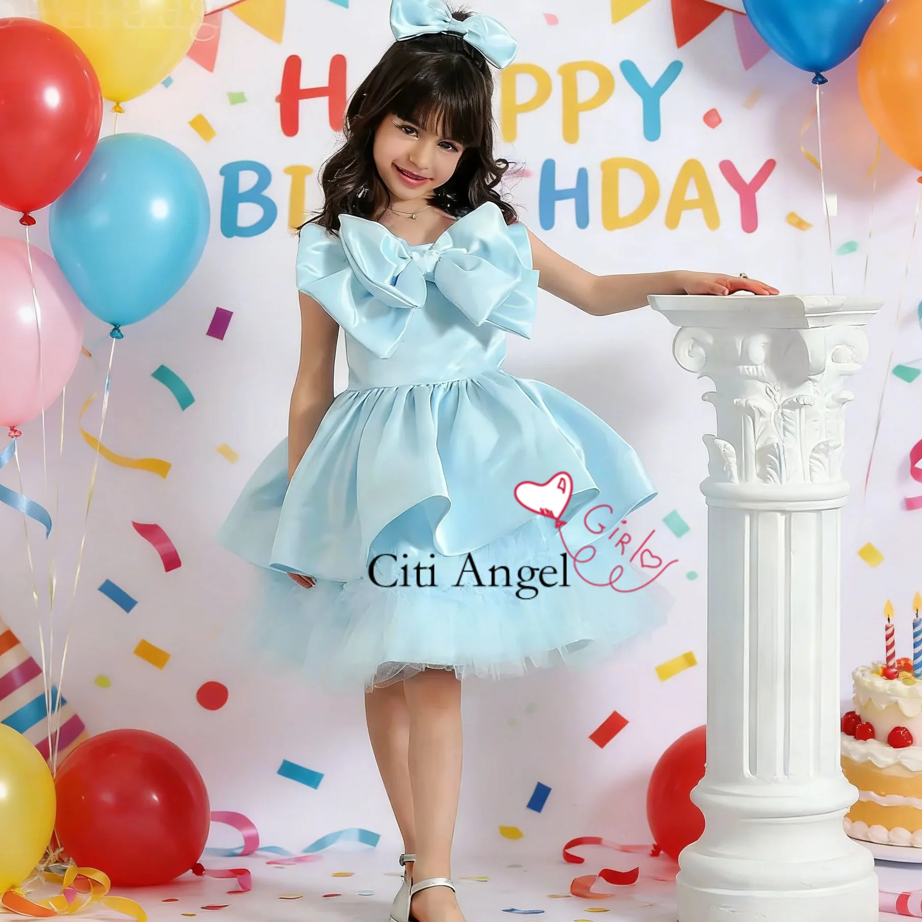 

Birthday Dresses Luxury For Girls Bowtie Gown Elegant Evening Dresses For Teenage Girls Party Frock For Wedding Kids Customized