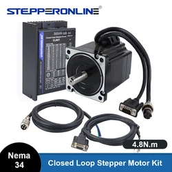 STEPPERONLINE Nema 34 Closed Loop Stepper Motor Driver Kit with Encoder 4.8N.m 6A & Servo Driver CL86T for CNC Cutting Machine