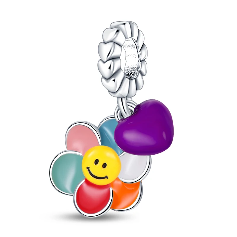 925 Sterling Silver Colorful Sunflower Color Changing Set Charms Pendant Fit Original Bracelet DIY Women Exquisite Jewelry Gifts