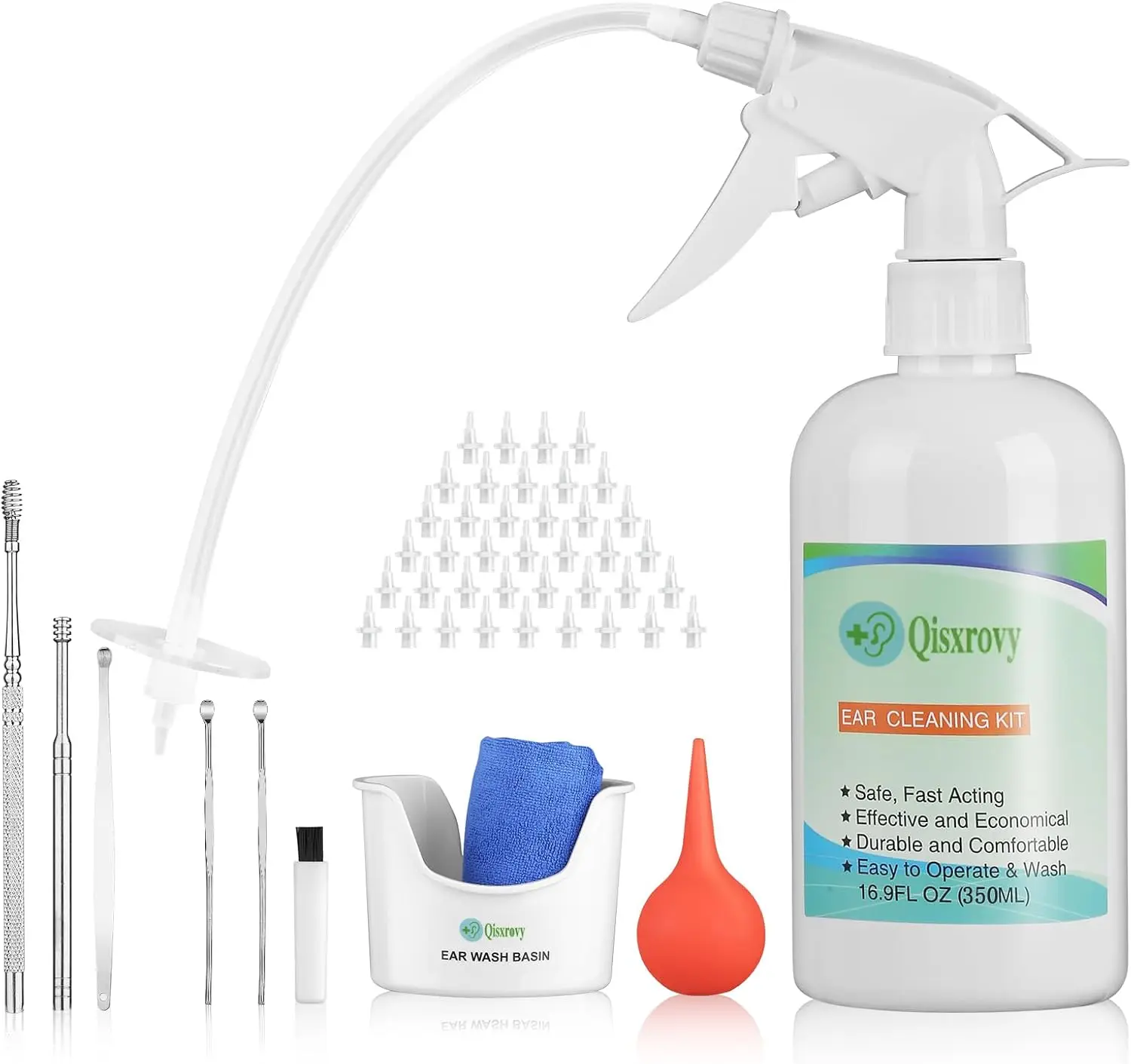 

Набор для безопасной чистки ушей для взрослых и детей, прост в использовании, включает в себя чашу, шприц, насадки.