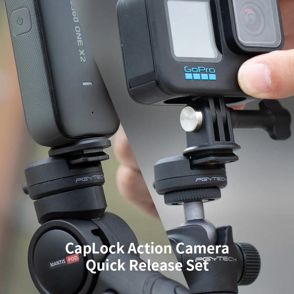 PGYTECH Action Camera Quick Release Set 1/4 Interface Dual-Lock Adapter Mount Base For GoPro Insta360 DJI Osmo Action Smartphone