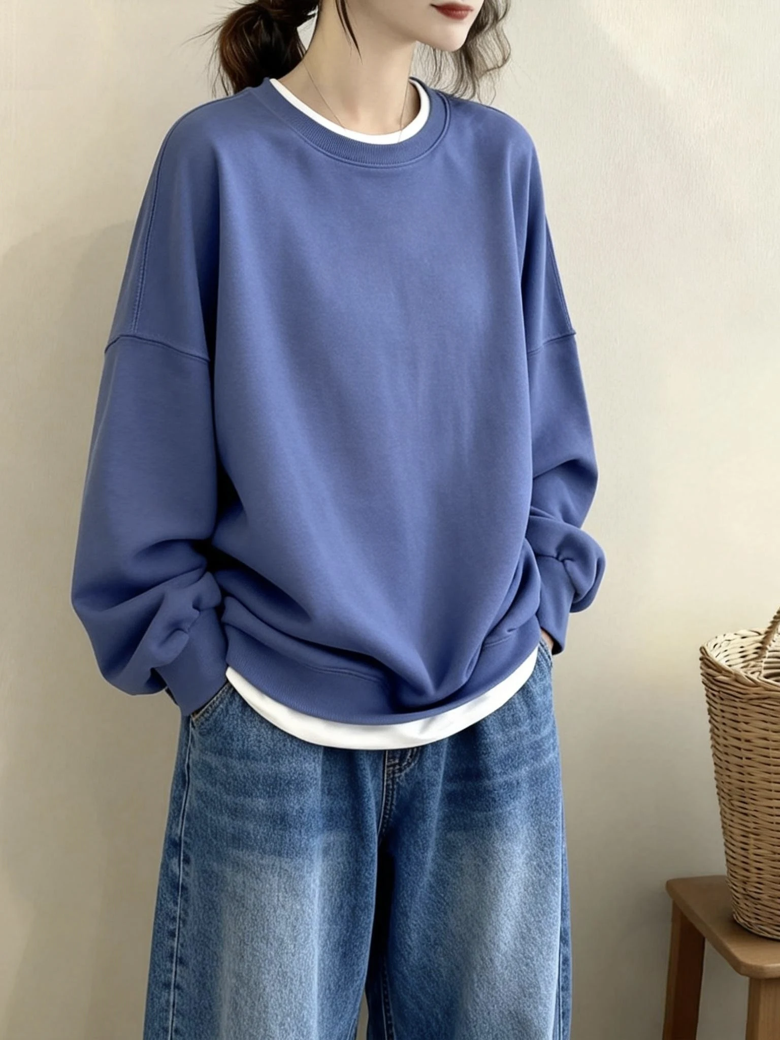 

Loose Long Sve round Ne T-irt Women's Base Layer irt Casual Sle plus Size Inner Wear Top Comfortable Fit Base Layer