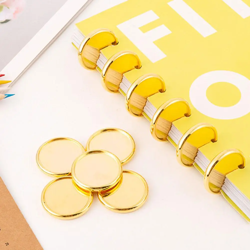 50 Pcs Hooks Loose Leaf Mushroom Buckle Notebooks Binding Rings Tool Machine Golden Plastic