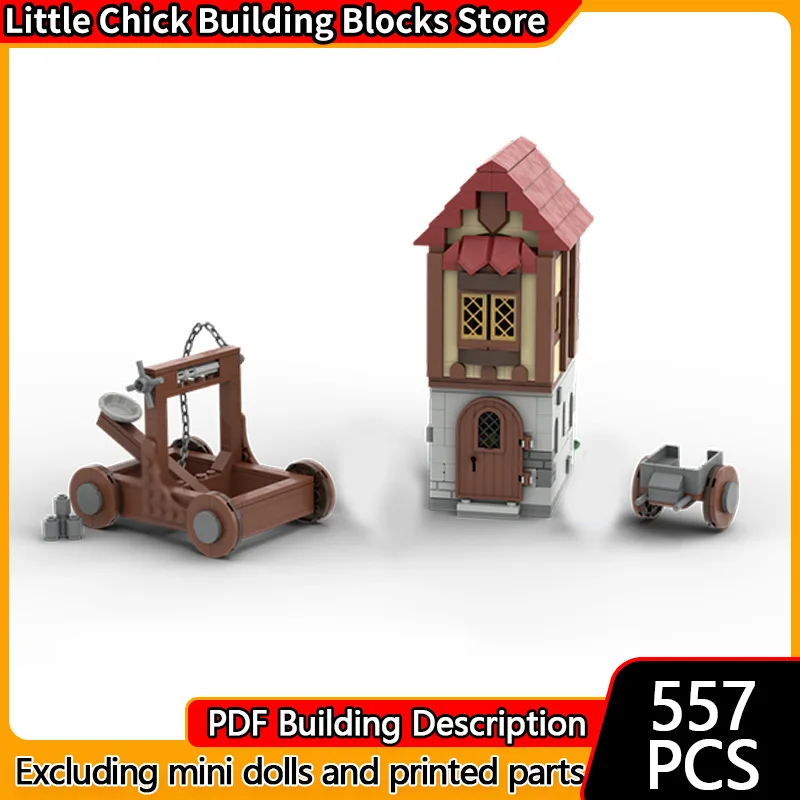 

Street View Model MOC Building Bricks Mini Medieval House And Catapult Modular Technology Children Holiday Gifts Assemble Toys