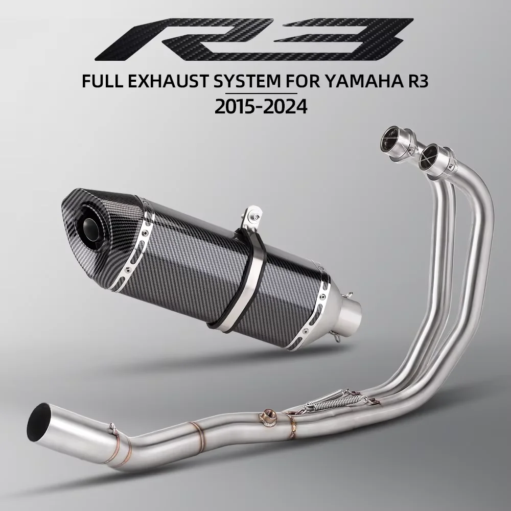 

For Yamaha R25 R3 MT03 2015-2024 Motorcycle Exhaust Full System 470MM Muffler Slip on Header Front Link Pipe DB Killer