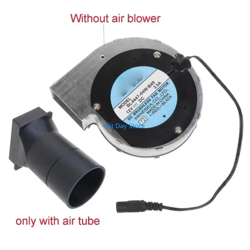 Tubería conducto aire F92C universal 38 mm para ventilador barbacoa 110x110x28 mm 12v 24 V.
