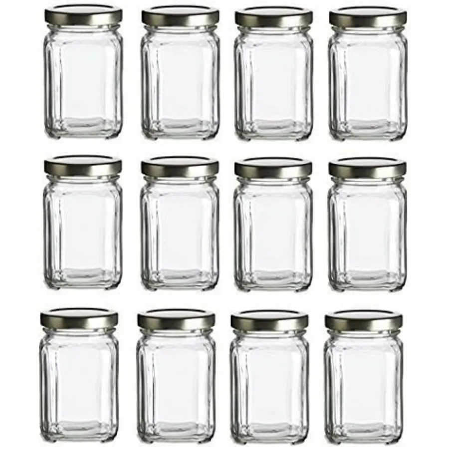 

Victorian Square Glass Jars with Plastisol Lined Lids for Aesthetic Storage and Organizing in Kitchen Bathroom or Office Spaces