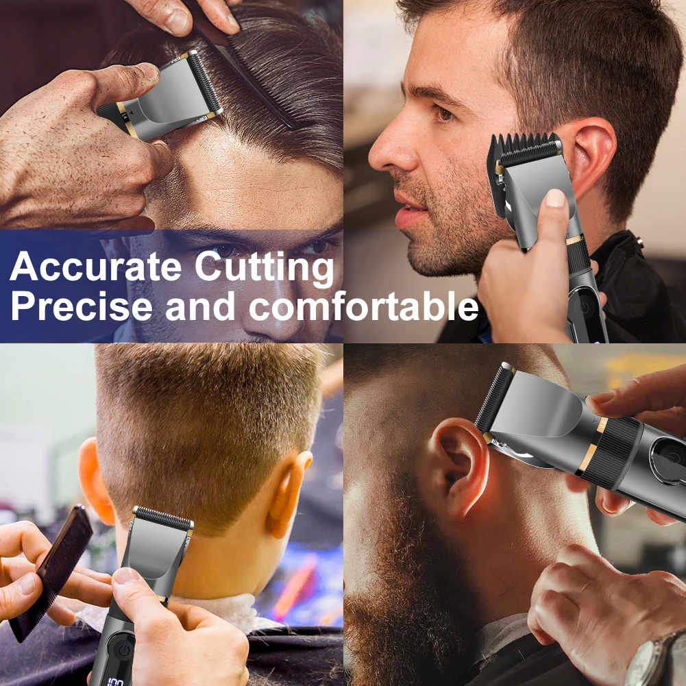 Professional Hair Clipper Rechargeable Electric Trimmer For Men Beard Kids Barber Cutting Machine Haircut LED Screen Waterproof