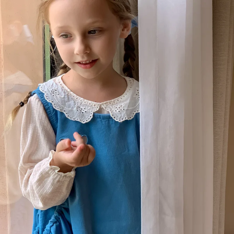 

Girls' Outfit Spring New Fashionable Casual Little Girl Corduroy Vest Dress Shirt Two-Piece Set