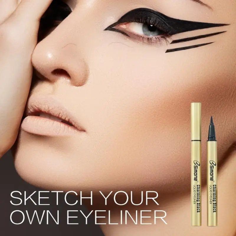Makeup Bsimone Schwarzer flüssiger Eyeliner, Augen-Make-up, super wasserfest, langlebig, einfach zu tragen, Augenkosmetik-Werkzeuge