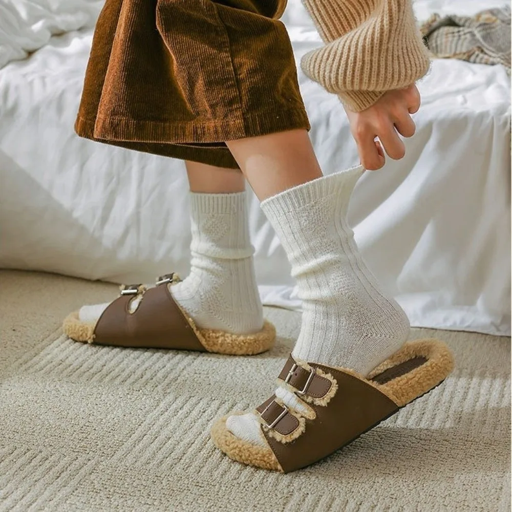 

Casual Winter Warm Imitation Cashmere Socks Thicken Solid Color Mid-calf Socks Breathable Thermal Women Pile Socks