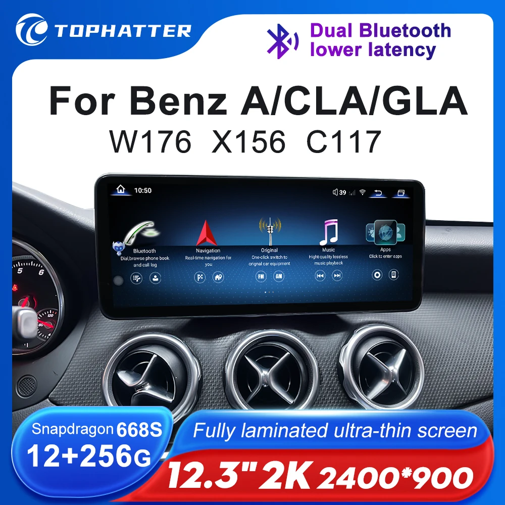 12.3 2K 2400*900 Car Radio For Mercedes Benz A Class W176 GLA X156 CLA C117 Android Auto Multimedia Player Head Unit Screen 360