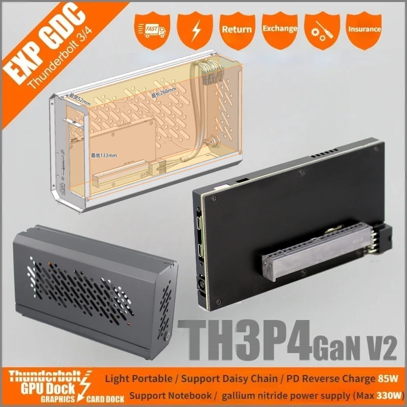 TH3P4GaN V2 Laptop Thunderbolt 4/3 USB 4 Graphics Card GPU Dock DELL-7.4