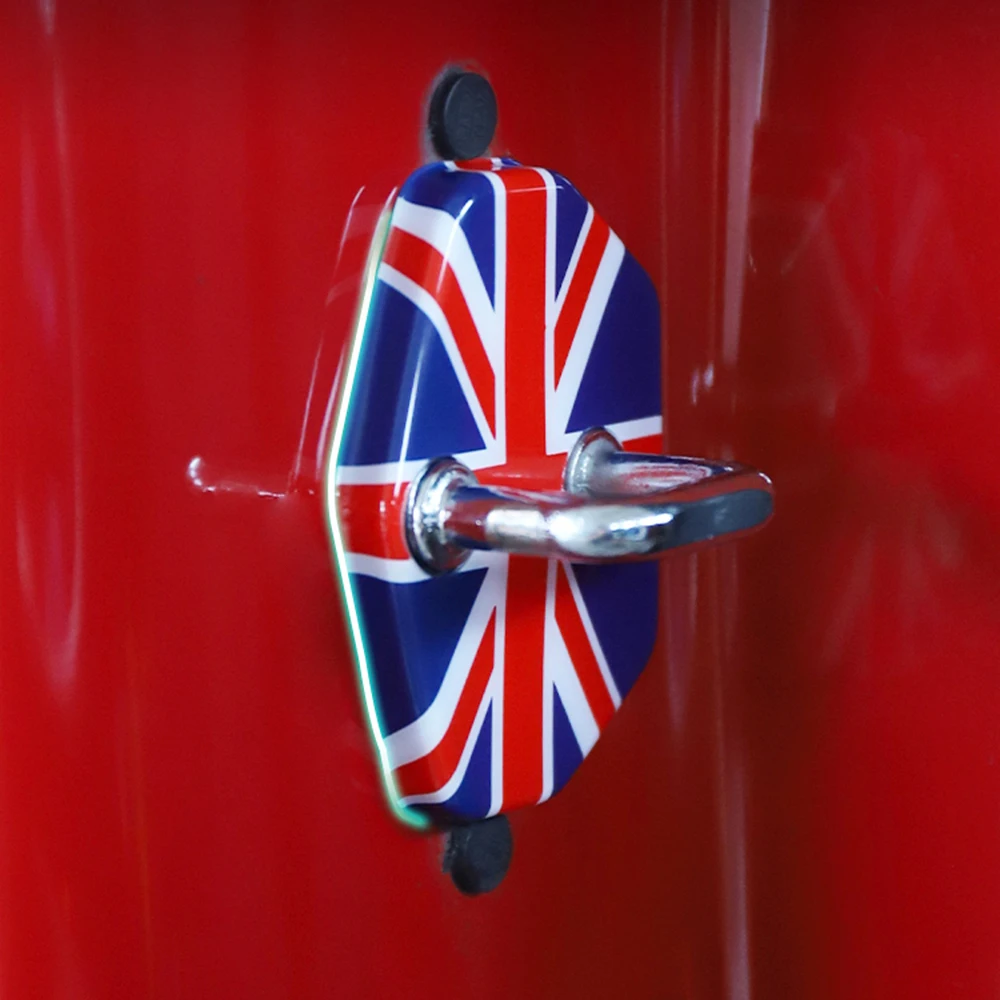 2Pcs Car Door Rust Resistant Door Lock Buckle Cover For Mini Cooper R55 R56 Union Jack Styling Protector Shell Auto Accessories