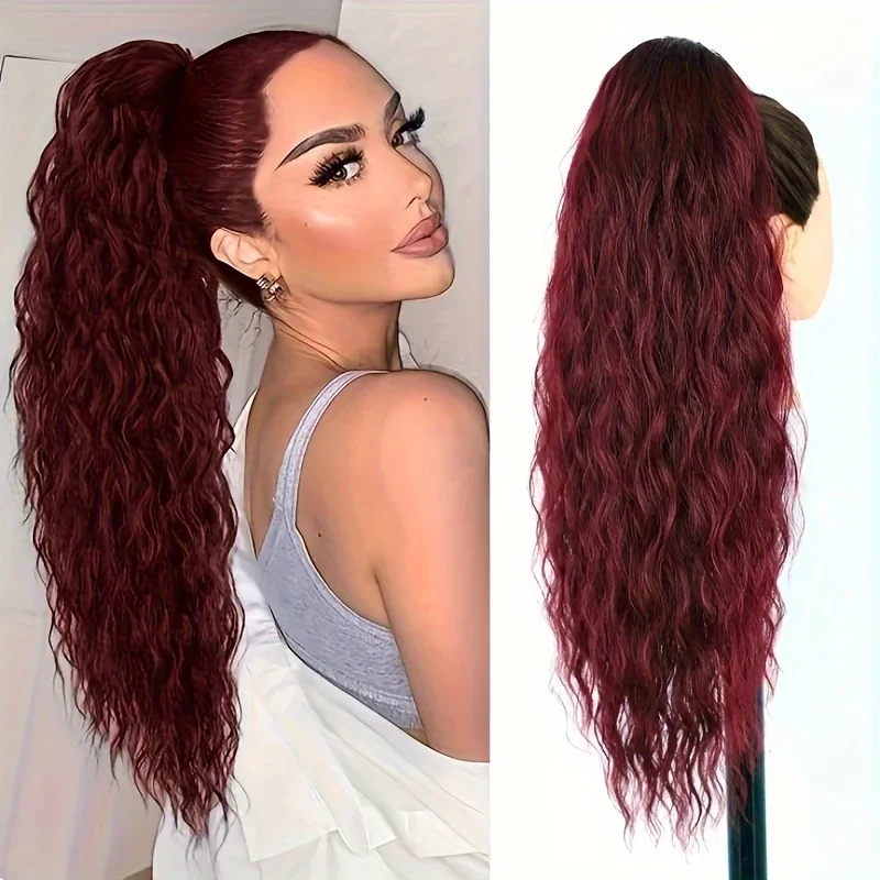 

28 Inch Claw Clip on Ponytail Extension Long Curly Wavy Pony Tail Hairpiece for Women Natural Fluffy Synthetic False Horse Tail