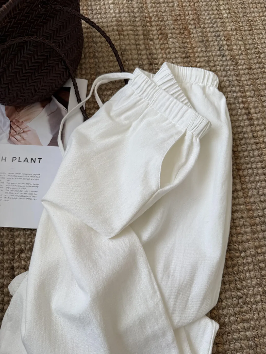Pantalones de Verano de Algodón y Lino Delgados de Pierna Ancha para Mujer, Talla Pequeña, Nuevo Estilo 2026, Casuales, de Caída Recta, Tipo Sambuca