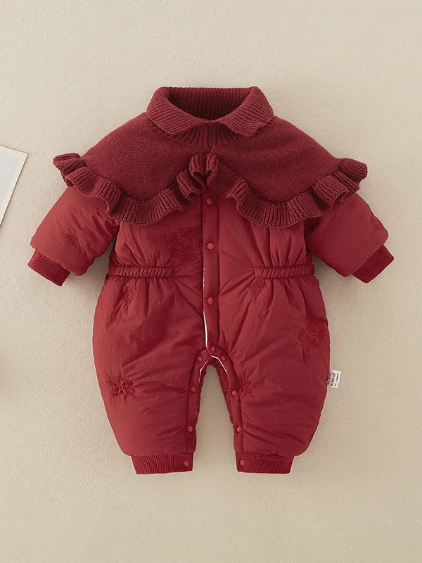 Thiened algodão bebê rer roupas de ano novo vermelho inverno roupa macacão do bebê cintura alta calças compridas fibra poliéster