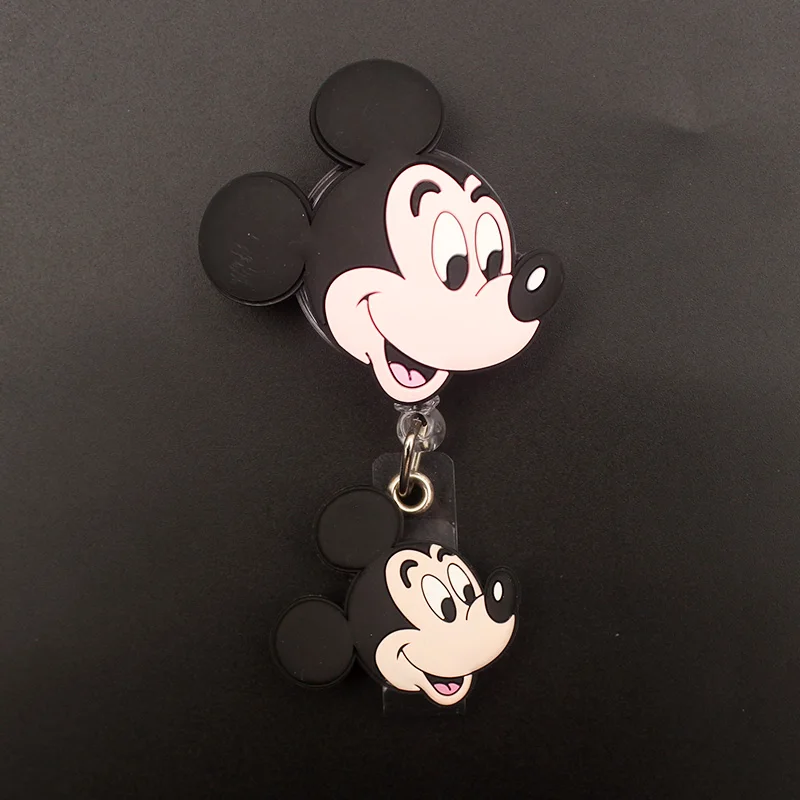 Cartoon Two Head Mickey Minnie Style Retractable Badge Reel Nurse Doctor Card Holder Office Hospital Name Card Supplies