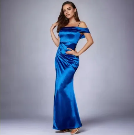 

Sexy Open Back Spaghetti Straps High Slit Long Evening Gown Fish Tail Skirt Empire Waist Cross Border Middle East Dresses