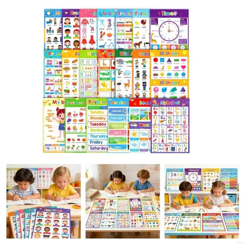 2026 New Language Learning Educational Poster Set With Multiple Themes For Classroom Use