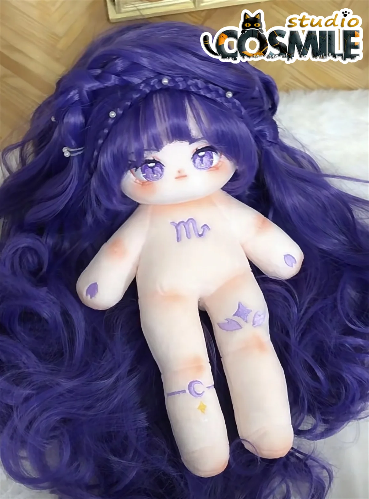 

Idol Mermaid Princess Fairy Girl Dark Witch Purple Hair Constellation Scorpio Stuffed Plushie 20cm 28cm Plush Doll Body Toy KK