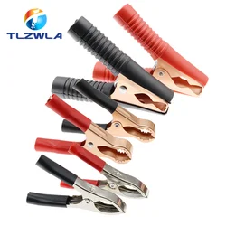 2PCS 30A 50A 100A Car Alligator Clips Battery Clamps Crocodile Clip Red Black Positive Negative 75MM 80MM 90MM length Red Black