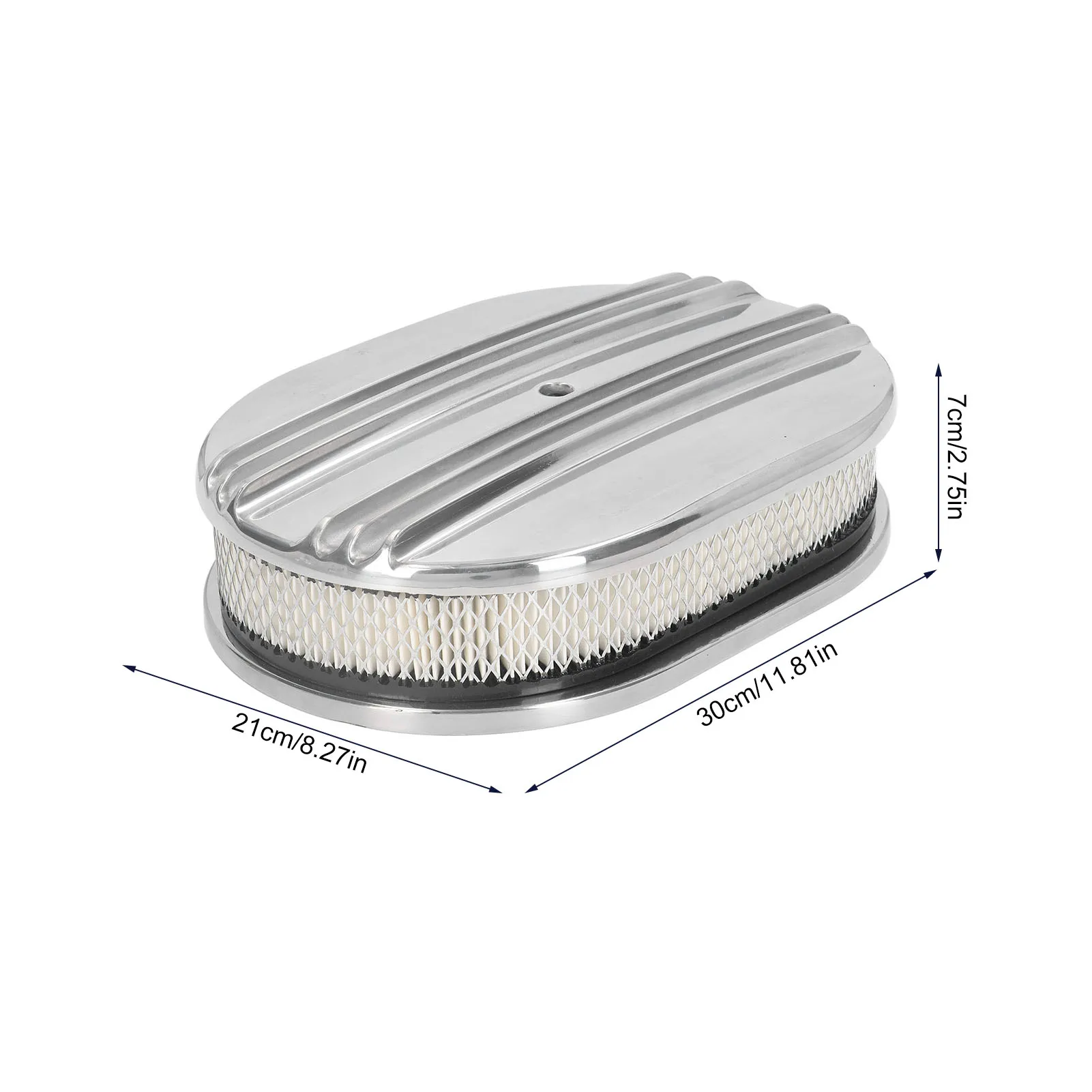 12in Air Cleaner Oval Half Finned Polished Aluminum Alloy Fits for 5 1/8in Carburetors Car Oval Air Filter 12in Car Air Filter