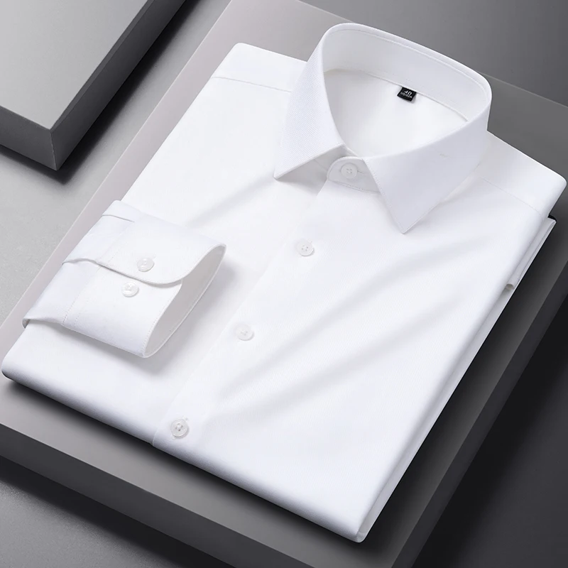 New Modal Men Shirt Long Sleeve Slim Fit Business Casual White Office High Quality Long Sleeve Shirt for Men Anti-wrinkle 4XL