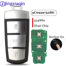 Jingyuqin Keyless Go Chiave telecomando per auto 433 Mhz ID46 PCF7936 Chip 3C 0959752 BG Per Volkswagen Passat Passat CC 4 Pulsanti