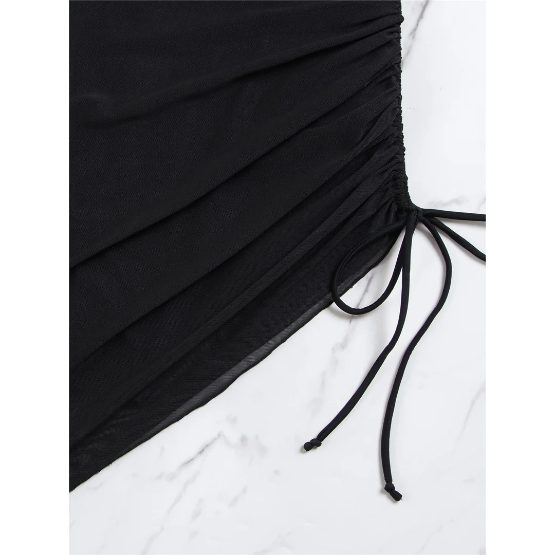 S - XL Neues, verführerisches Kleid mit Ausschnitten und Schnürdetails, Damen-Badeanzug, einteiliger Badeanzug, Damen-Badeanzug aus transparentem Netzstoff mit Polsterung, Badebekleidung, Modell V7881. – Detail 7