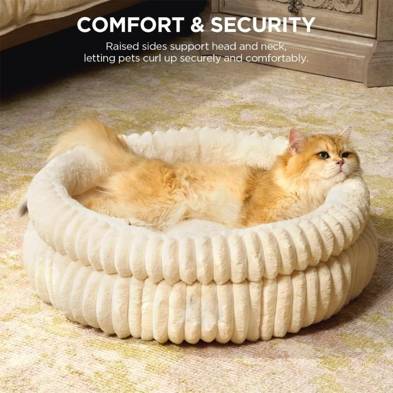 

Plush Cats Bed for Indoor Cats and Small Dogs with Washable Detachable Cushion and AntiSlip Bottom Kittens Resting Place D2RD