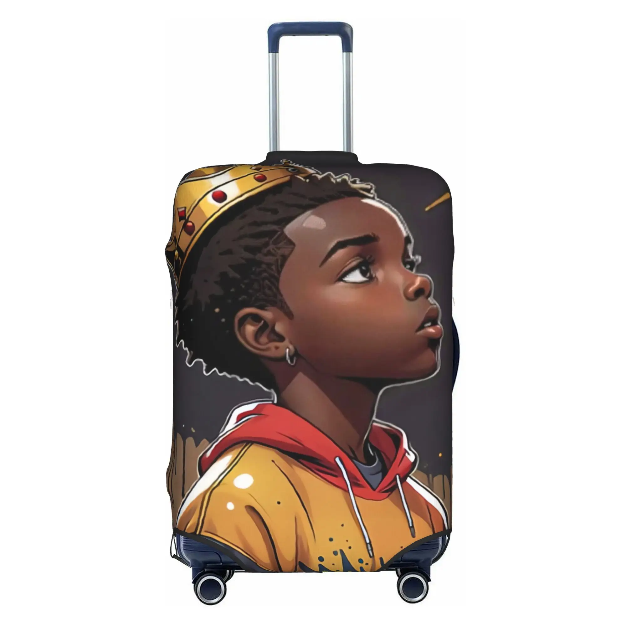 Afro Black Boy With Crown  Suitcase Cover Elastic Black King Doctor Astronaut Pilot  Luggage Covers Protector for 18-32 inch
