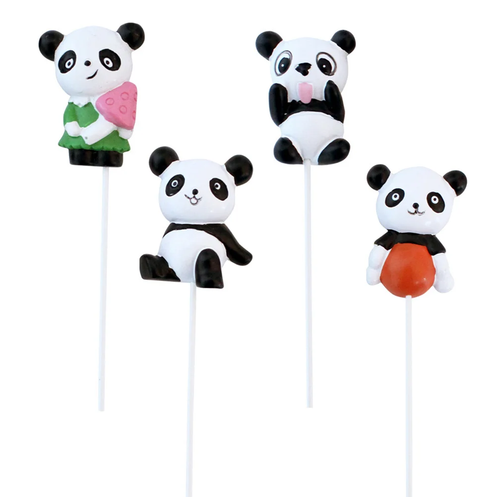 4Pcs High Class Resin Panda Cake Toppers Safe for Birthday Party Decoration Panda Cake Toppers Cupcake Topper Party Supplies