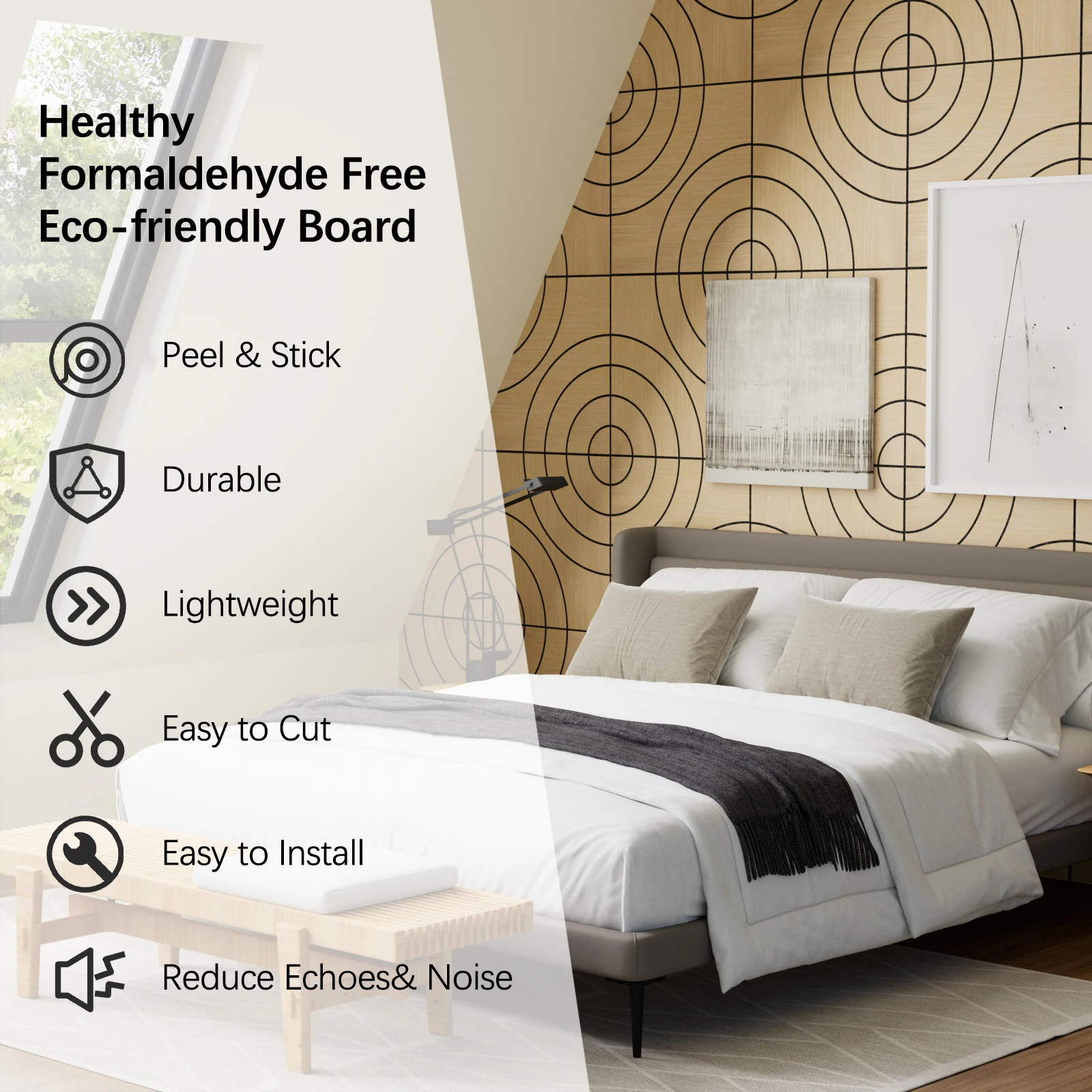 مجموعة ألواح حائط قابلة للتقشير واللصق ثلاثية الأبعاد ممتصة للصوت الصوتي مكونة من 4 قطع لتقليل الضوضاء الداخلية #4