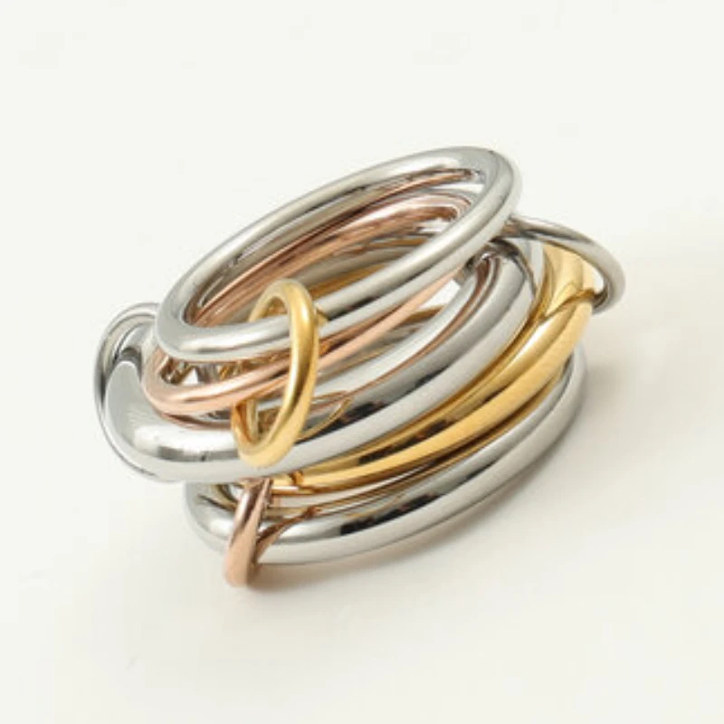 New Five-link Ring for Women Stainless Steel Ring Gold Plated Jewelry