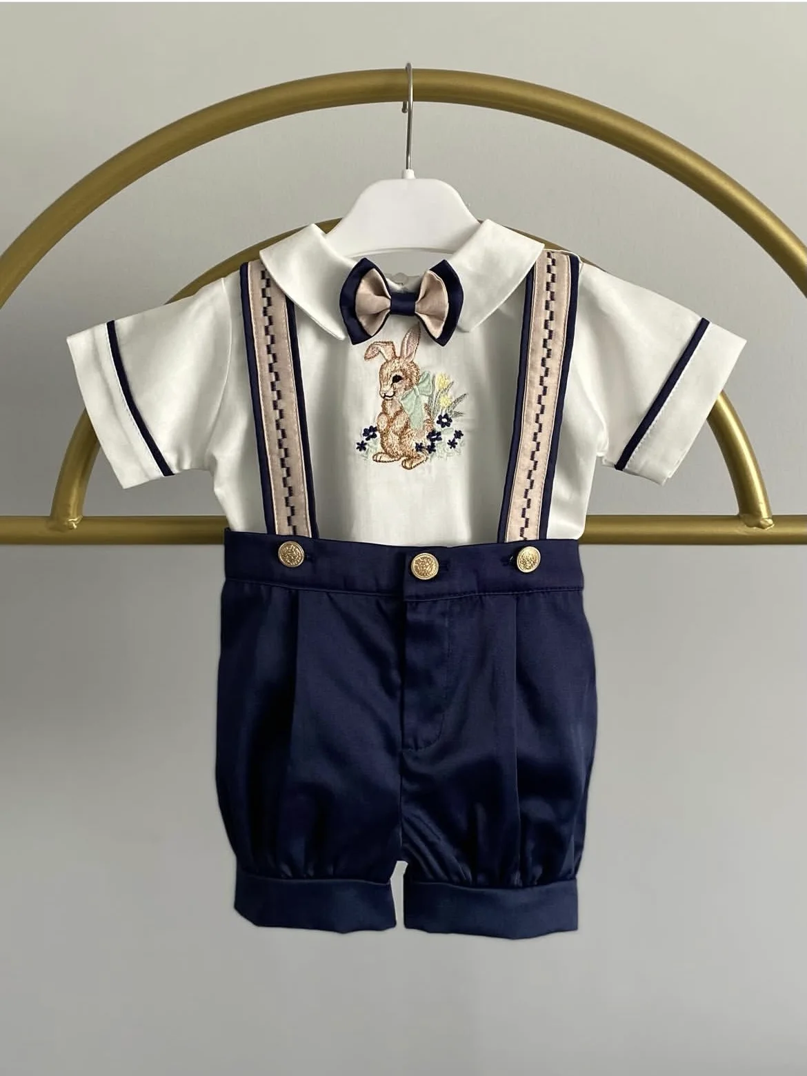 

0-6Y Baby Boy Summer Rabbit Embroidery Navy Blue Outfit Suit for Party Birthday Photography Casual B357