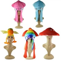 Funny Rainbow Squid Hat Yellow Flying Duck Hat Costume Accessories Halloween Carnival Fun Party Ocean Animal Octopus Headwear