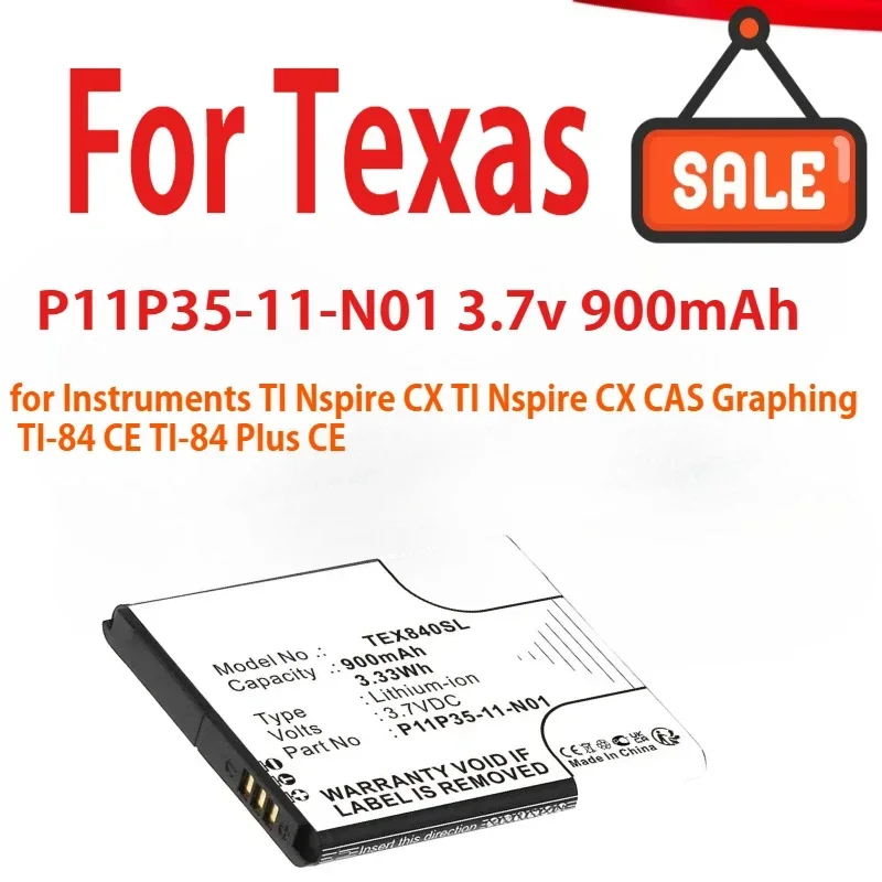 

3.7V/900mAh Calculator Battery P11P35-11-N01 for Texas Instruments TI Nspire CX TI Nspire CX CAS Graphing TI-84 CE TI-84 Plus CE