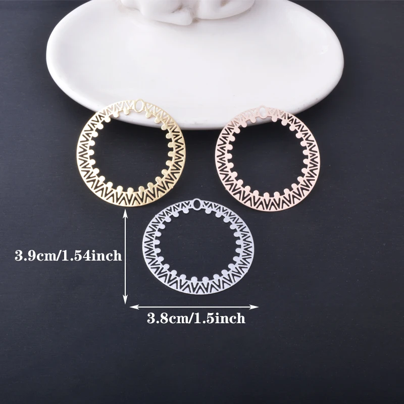 20 Stück AB2285 Messing-Schmuckanhänger, hellgoldene runde Charms, bemalte Verbindungsstücke, Anhänger für DIY-Ohrringe für Frauen, Zubehör – Detail 4