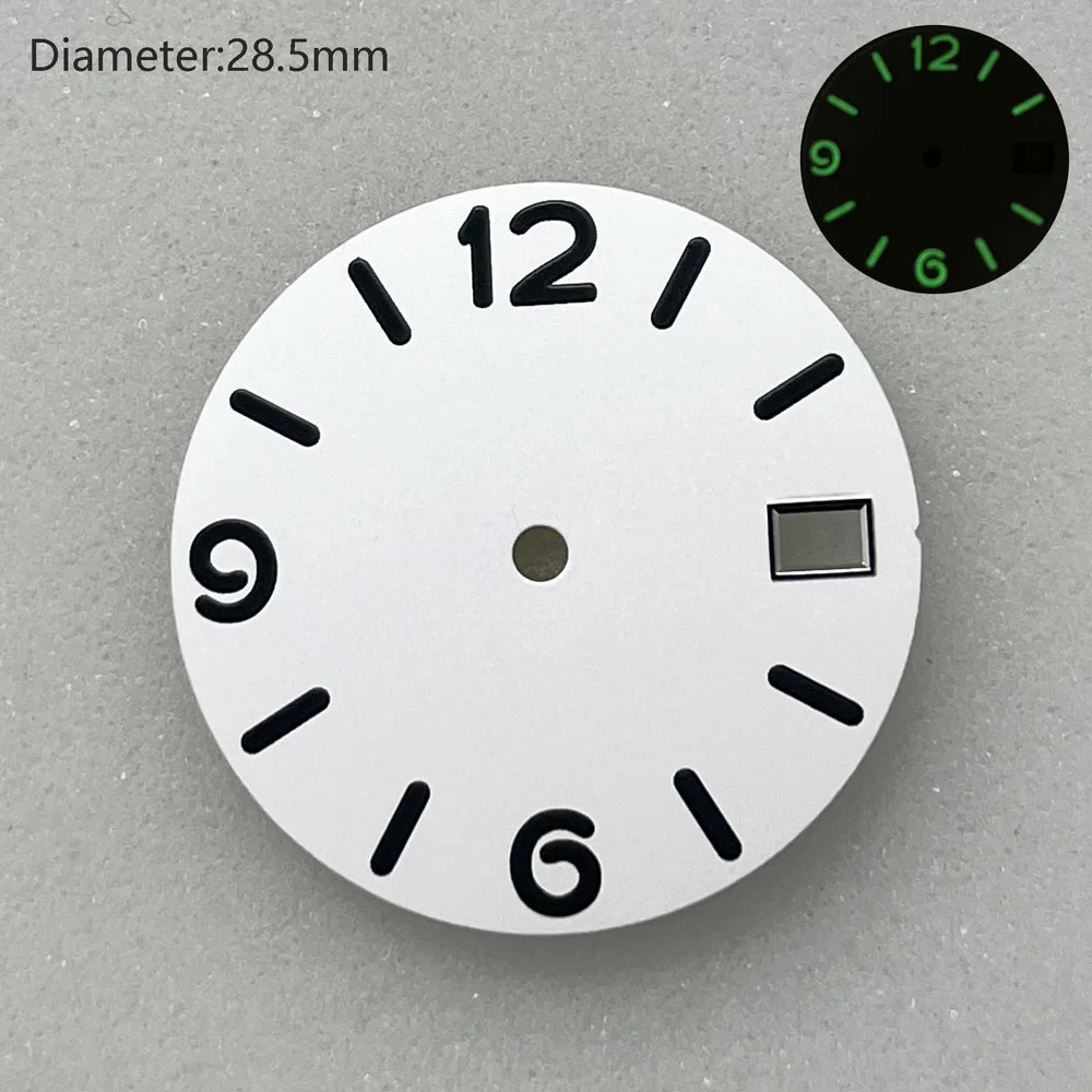 Nh35 Dial 28.5Mm Dial Bercahaya Hijau untuk Mengganti Aksesori Casing Jam Tangan Cocok untuk Gerakan Mekanis Otomatis NH35 Jepang