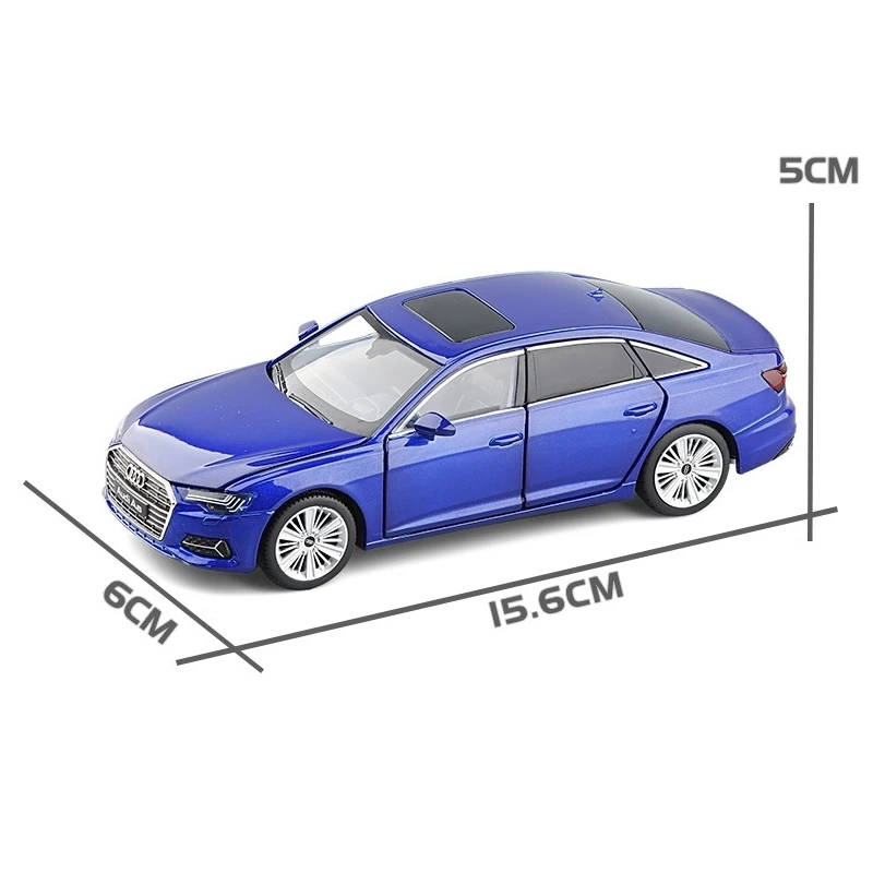 1/32 Audi A6 Quattro Toy Car Model JKM Diecast Alloy Miniature Sound & Light Free Wheels Collection Gift For Children Boys Kid