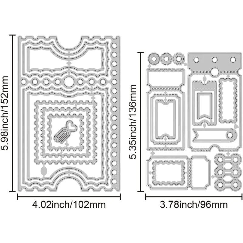 Ticket Interface Frame Cutting Dies for Card Making Postage Stamp Frame Metal Die Cuts Cutting Dies Templates for Scrapbooking
