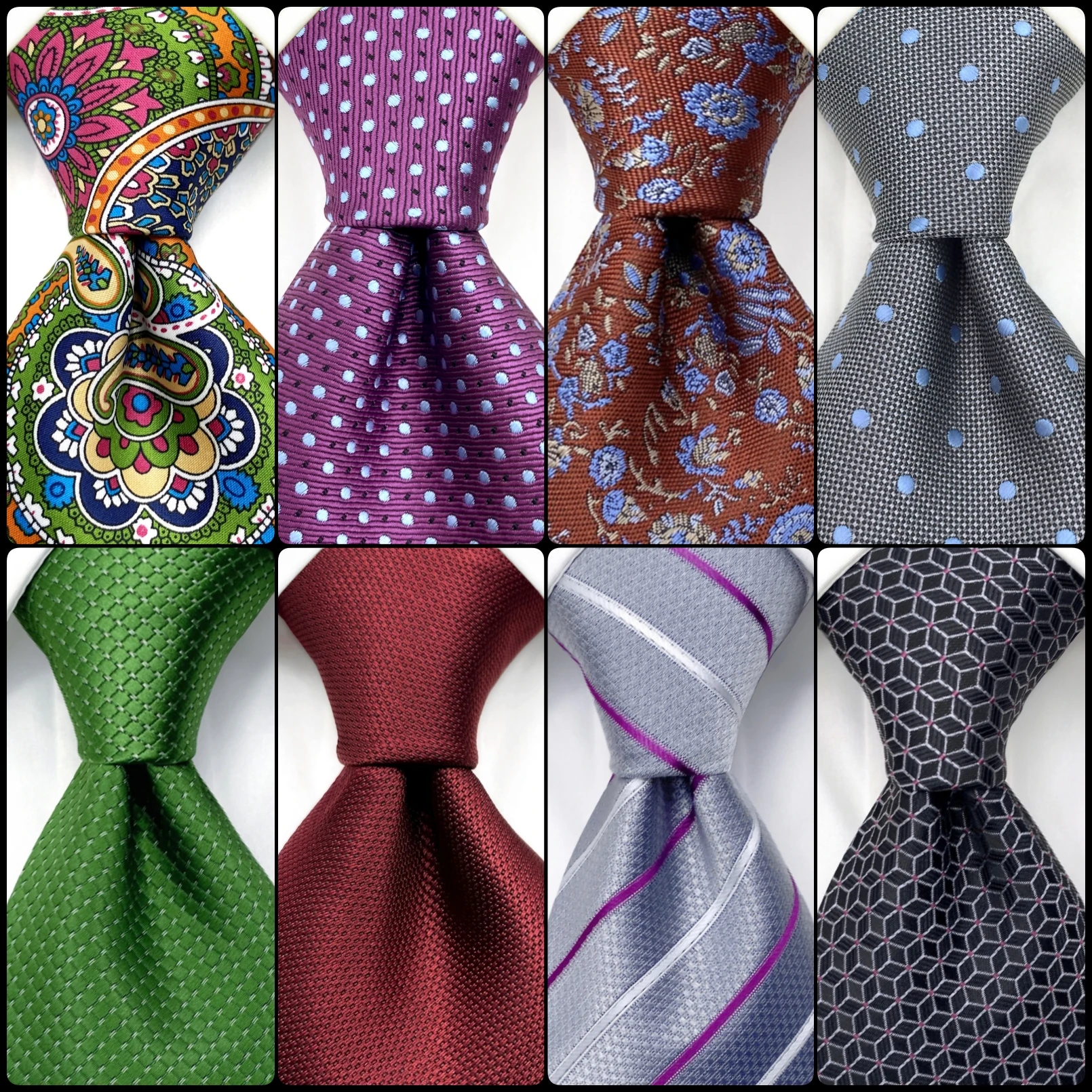 Ties for Men Business Necktie Solid Color Paisley Green Brown Vintage Wedding Groomsmen Formal Business Accessories Dropshipping