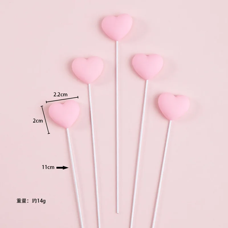 5pcs Cake Decorations Plastic Red Pink Heart Happy Birthday Cake Topper for Happy Valentine`s Day Dessert Cupcake Decor Toppers