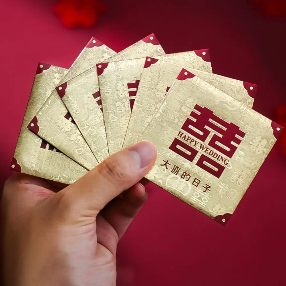 50Pcs Blessing Words Wedding Red Packet Traditional Auspicious Door-blocking Red Envelopes Paper Chinese Happy Bag New Year Gift